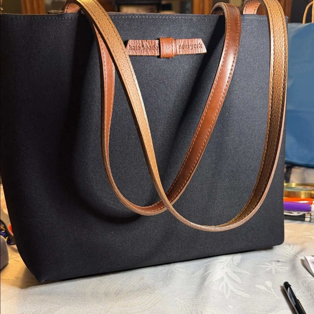 Kate Spade of New York Vintage Black Tote with Tan Straps - Picture 1 of 7